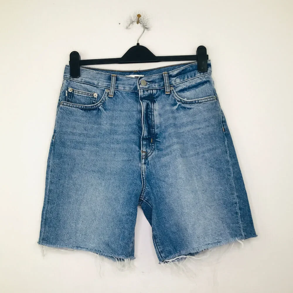 Lovers + Friends Women 28 Denim Shorts Blue Devon High Rise 90s Cut Off CC28